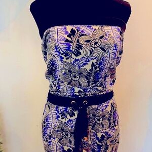 Juicy Couture Metallic Floral Knit Strapless Jumpsuit Bodysuit